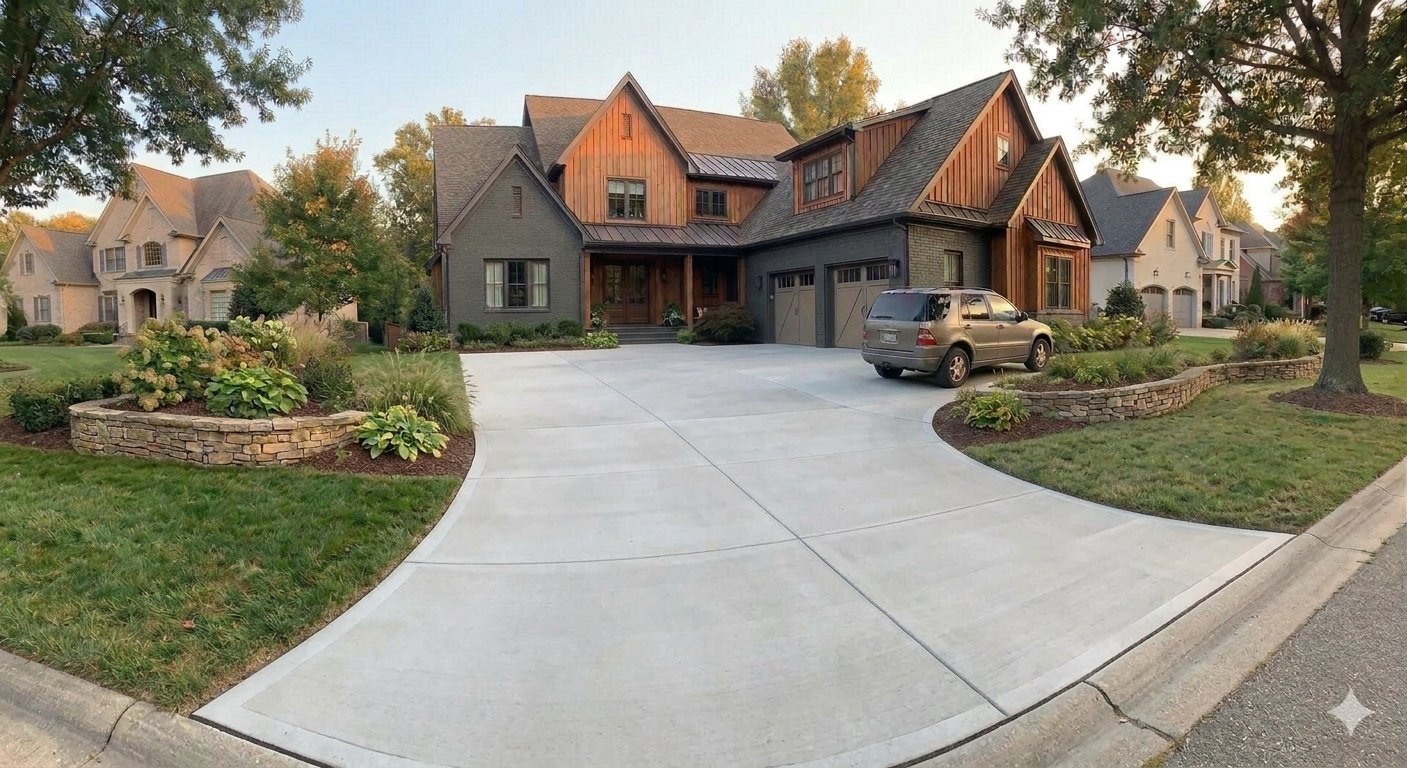 After pressure washing - large driveway