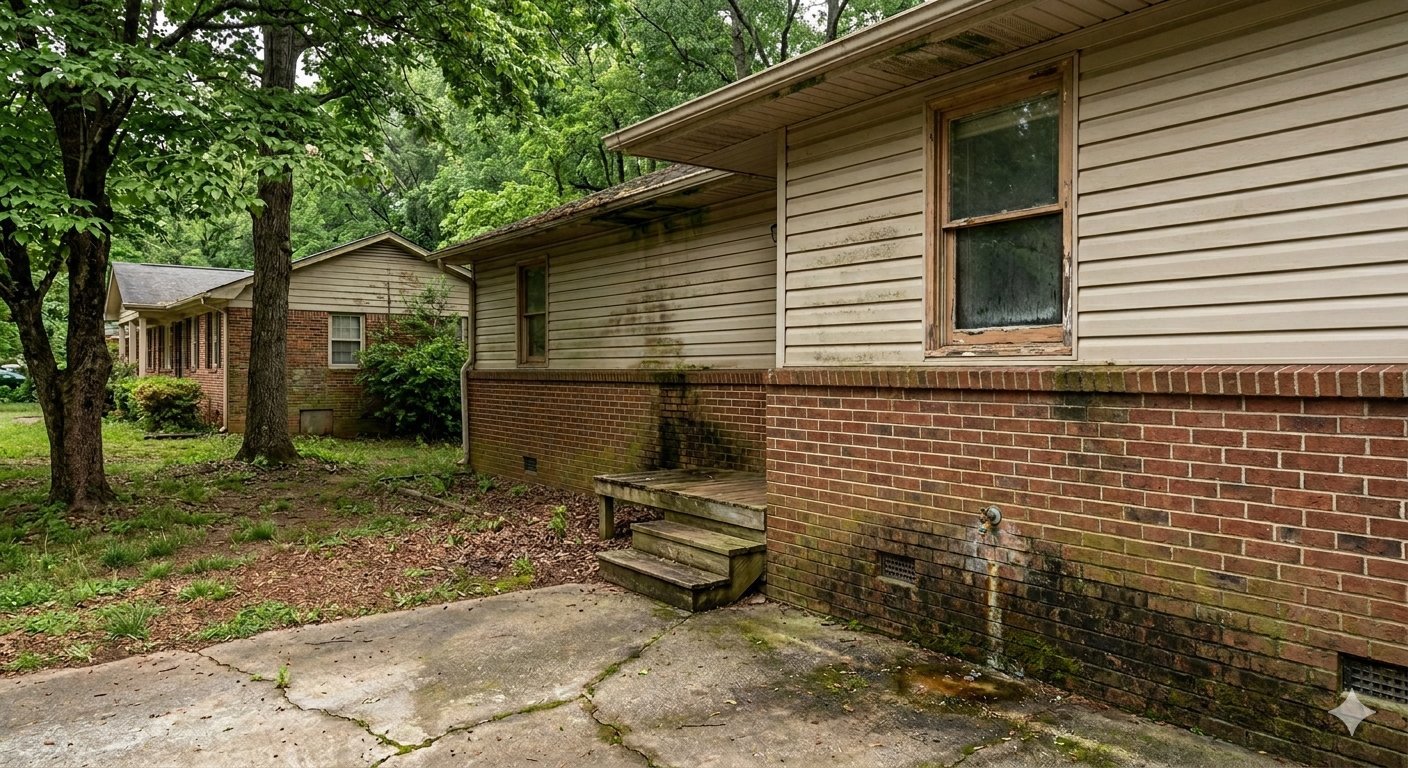 Before soft washing - house exterior