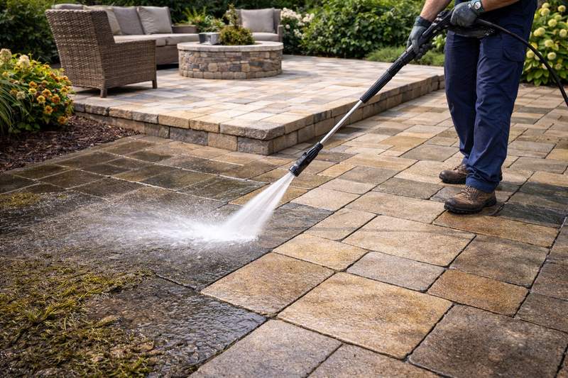 Patio pressure washing