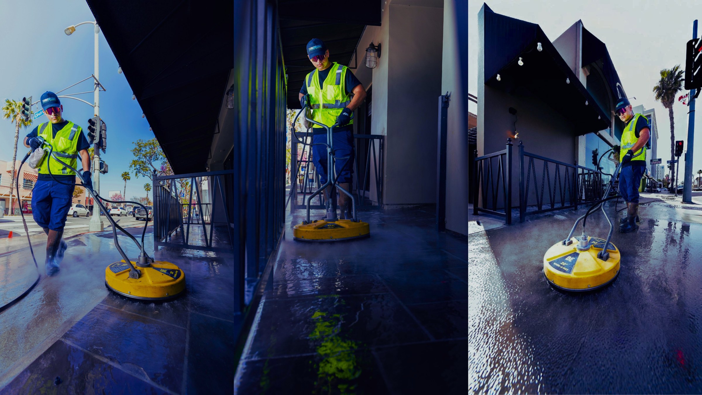 Local Tucson pressure washing professional on the job with P.W.P.