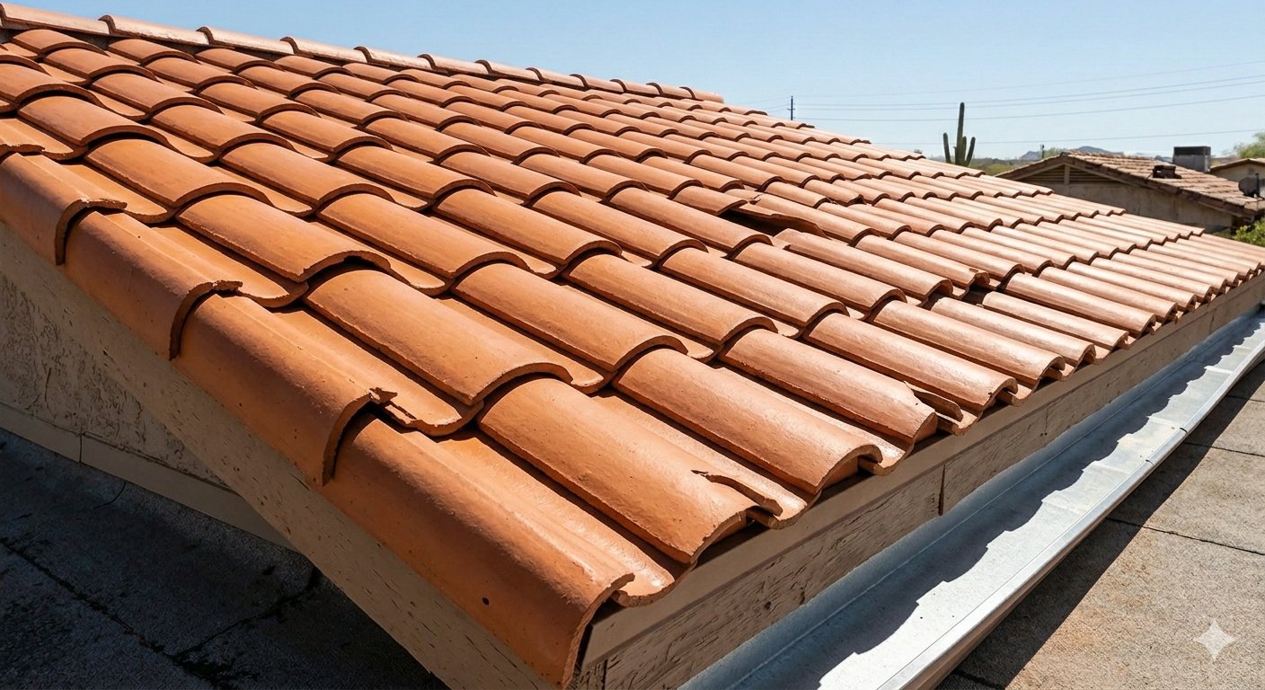 After soft washing - clay tile roof